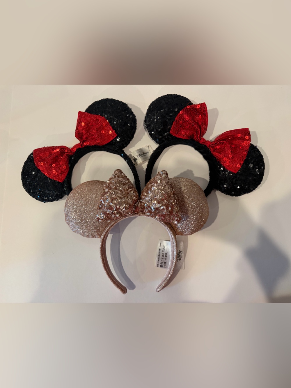 Disney Parks  Sequin Minnie Ear Headbands - Rose Gold and Black